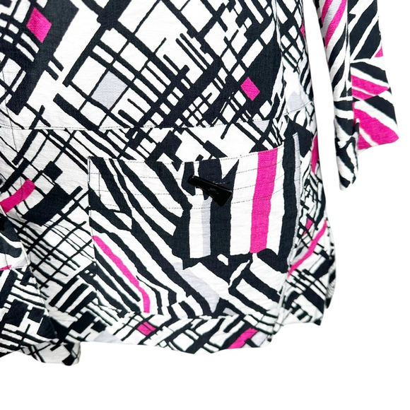 Ali Miles Abstract striped tunic top Wire Collar Artsy Chic A-Line Whimsy Size M - Picture 5 of 13